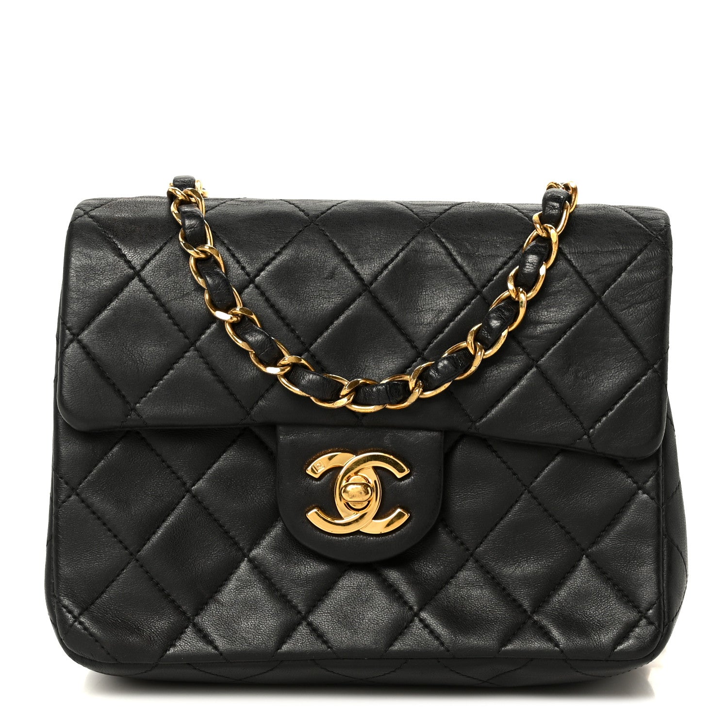 Chanel Lambskin Quilted Mini Square Flap Bag Black 1 of 12