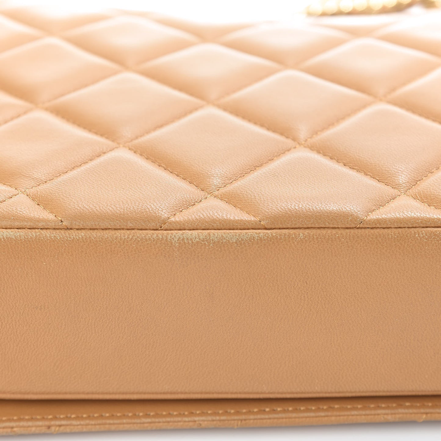 Lambskin Quilted Medium Diamond CC Flap Beige