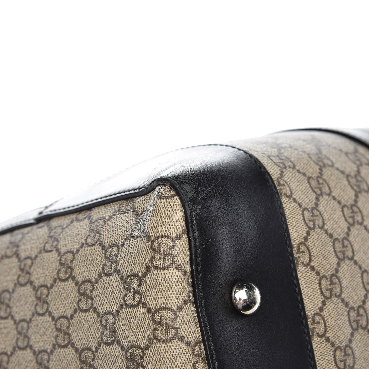 Gucci GG Supreme Monogram Selleria Calfskin Medium Duffle Beige Ebony Black 10 of 15