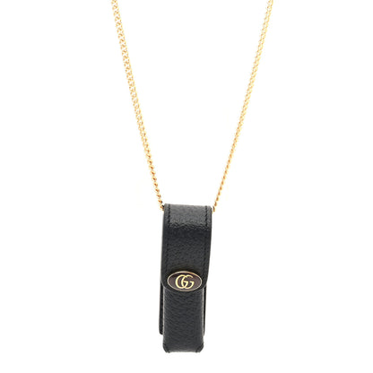 Gucci Textured Dollar Calfskin Enamel GG Lipstick Holder Necklace Black 1 of 7