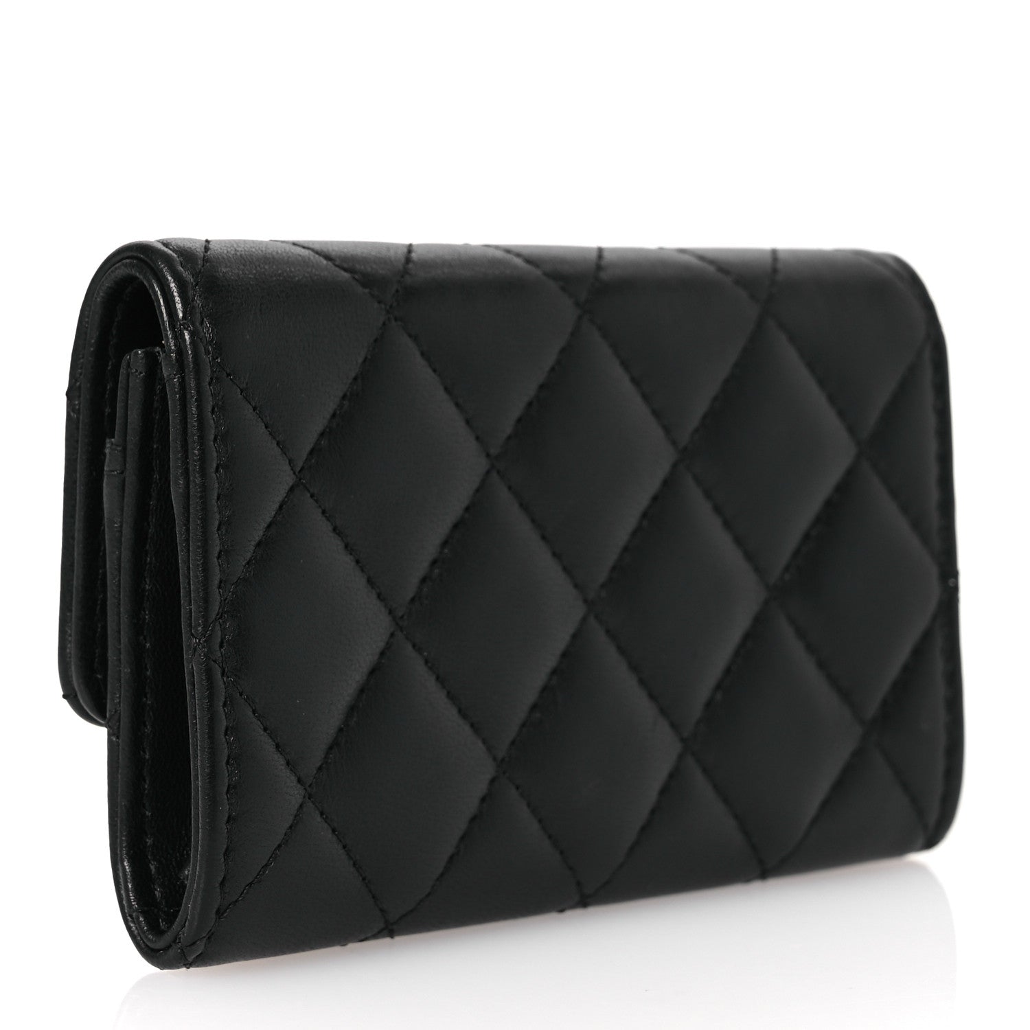Chanel Lambskin Quilted Pearl CC Chanel Flap Card Holder Black 3 of 10
