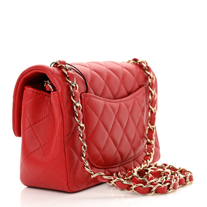 Chanel Lambskin Quilted Mini Rectangular Flap Red 2 of 11