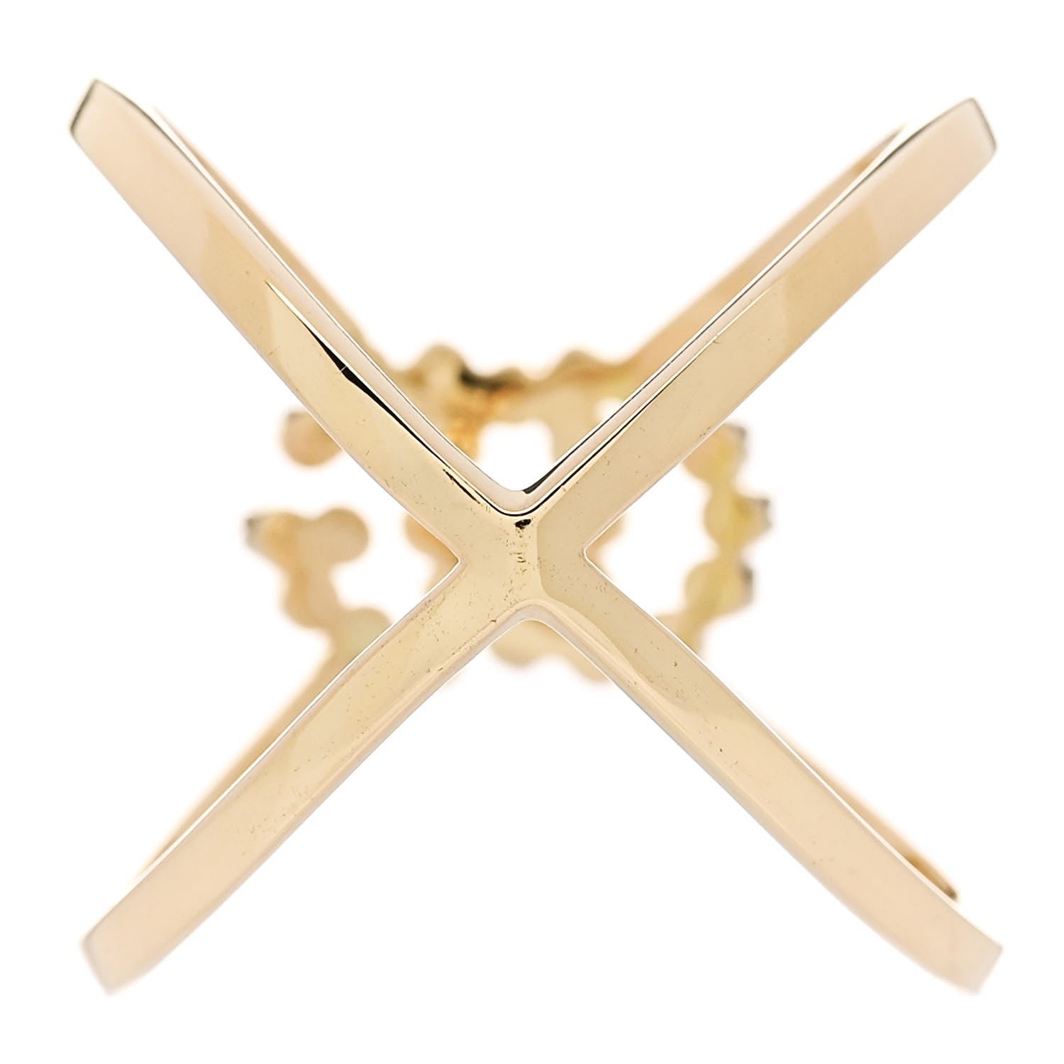 Gucci 18K Yellow Gold Diamond Running G Cross Ring 50 5.5 3 of 6