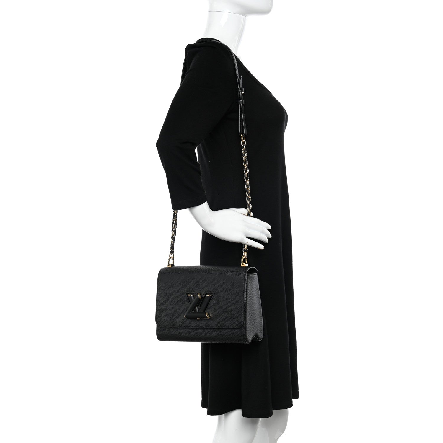 Louis Vuitton Epi Twist Braided Strap Shoulder Bag MM Black 2 of 12