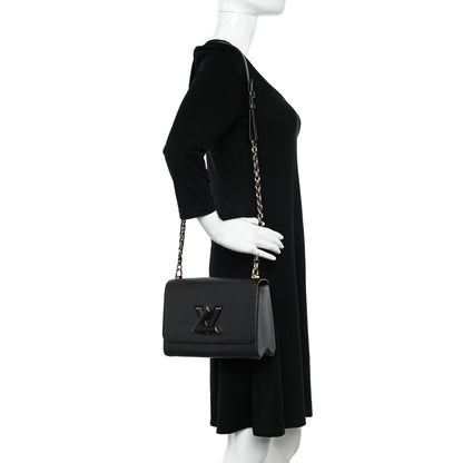Louis Vuitton Epi Twist Braided Strap Shoulder Bag MM Black 2 of 12