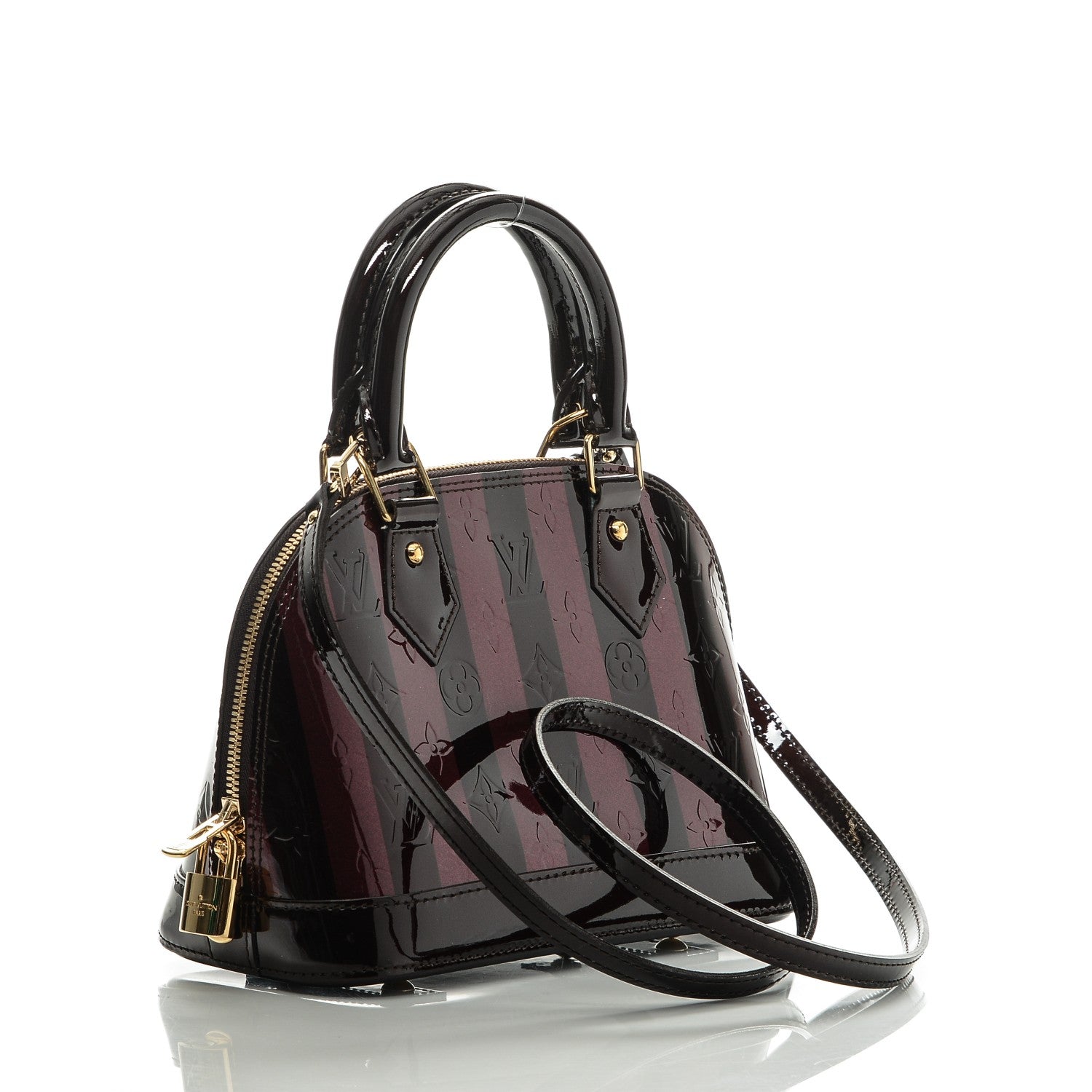 Louis Vuitton Vernis Rayures Alma BB Amarante 2 of 7