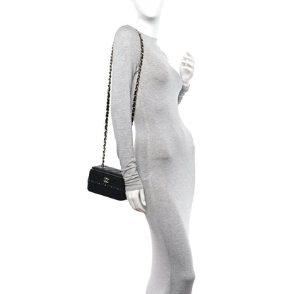 Chanel Lambskin Crochet Quilted Small Vanity Case With Chain Black 2 of 11