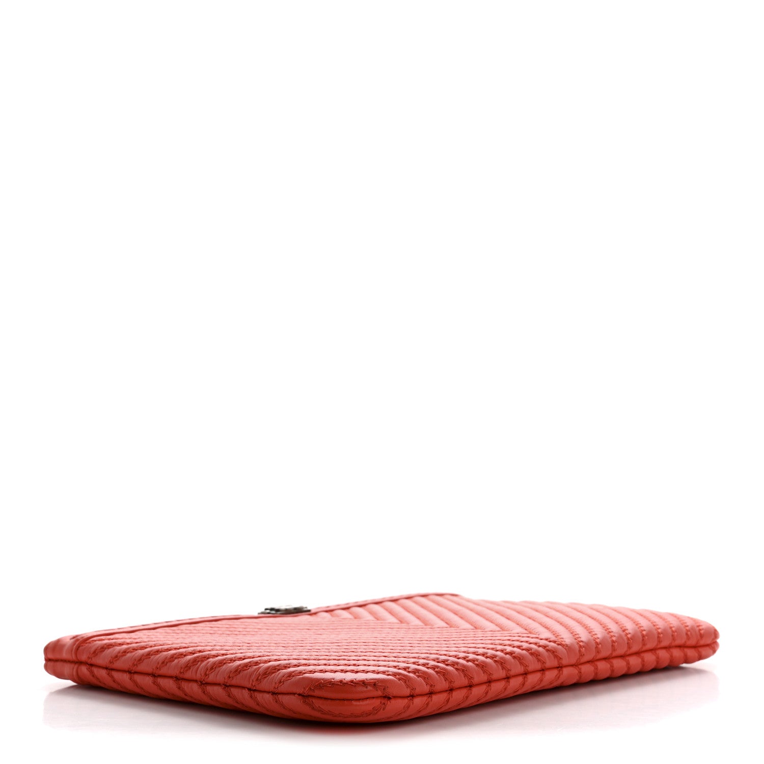 Chanel Calfskin Chevron Quilted Medium Boy Cosmetic Case Red 4 of 8