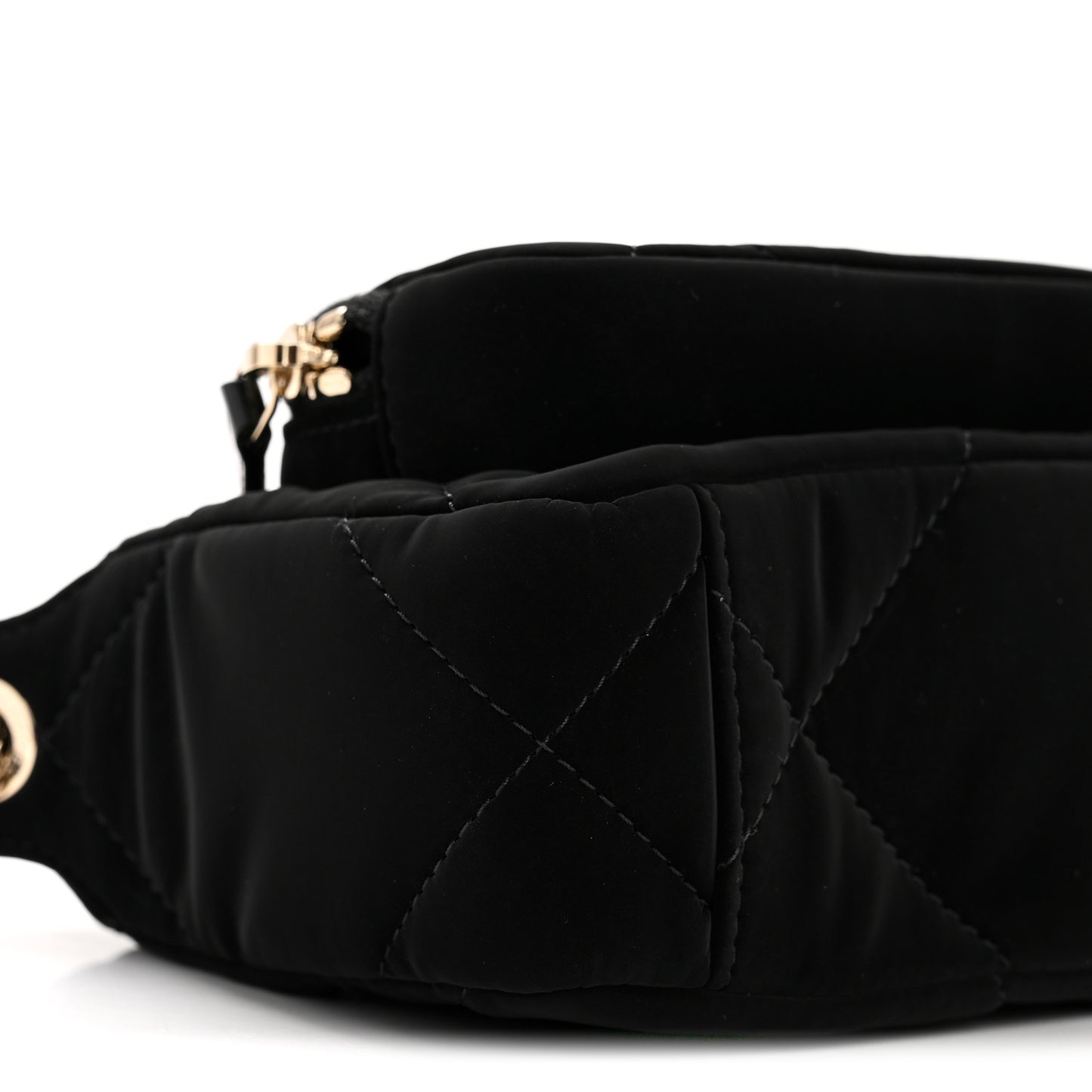 Velvet Effect Nylon Shiny Crumpled Calfskin Mini Quilted Chanel 25 Clutch With Chain Black