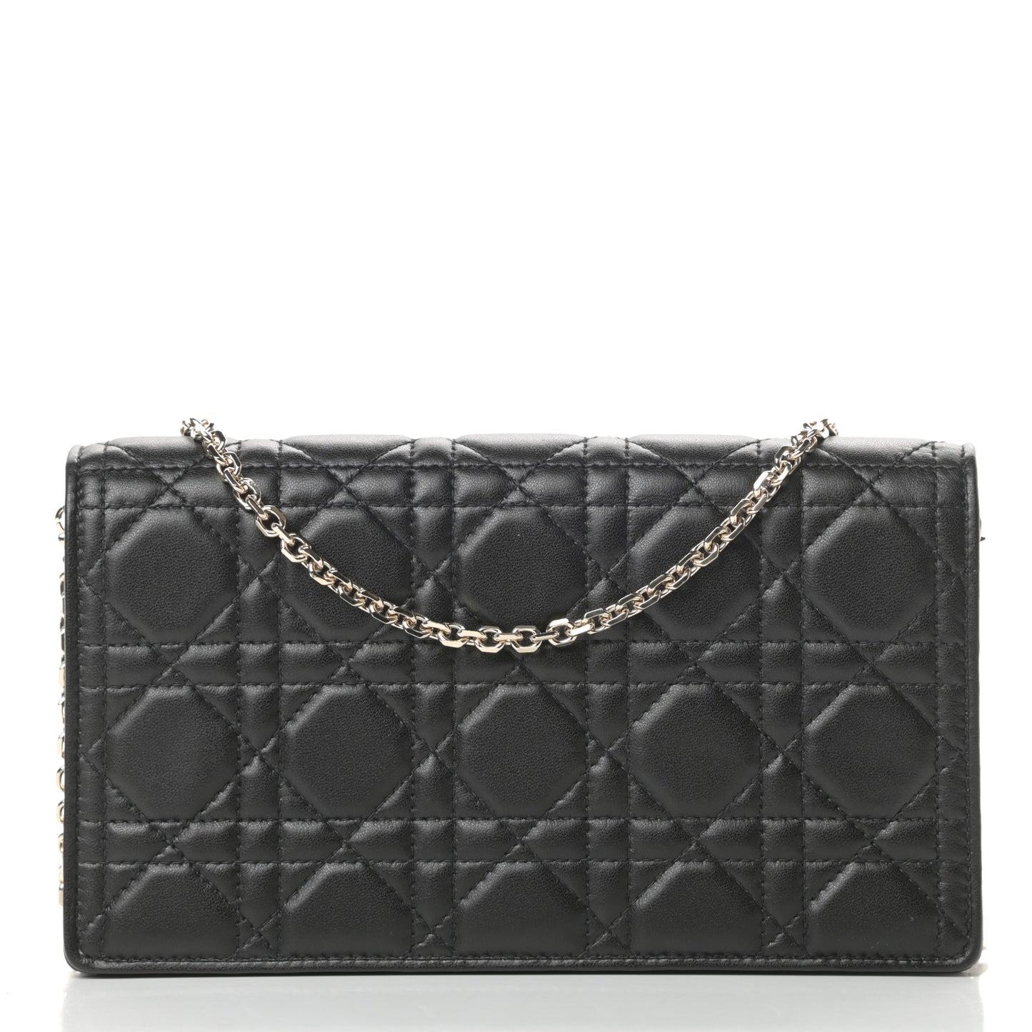 Lambskin Cannage Lady Dior Chain Wallet Black