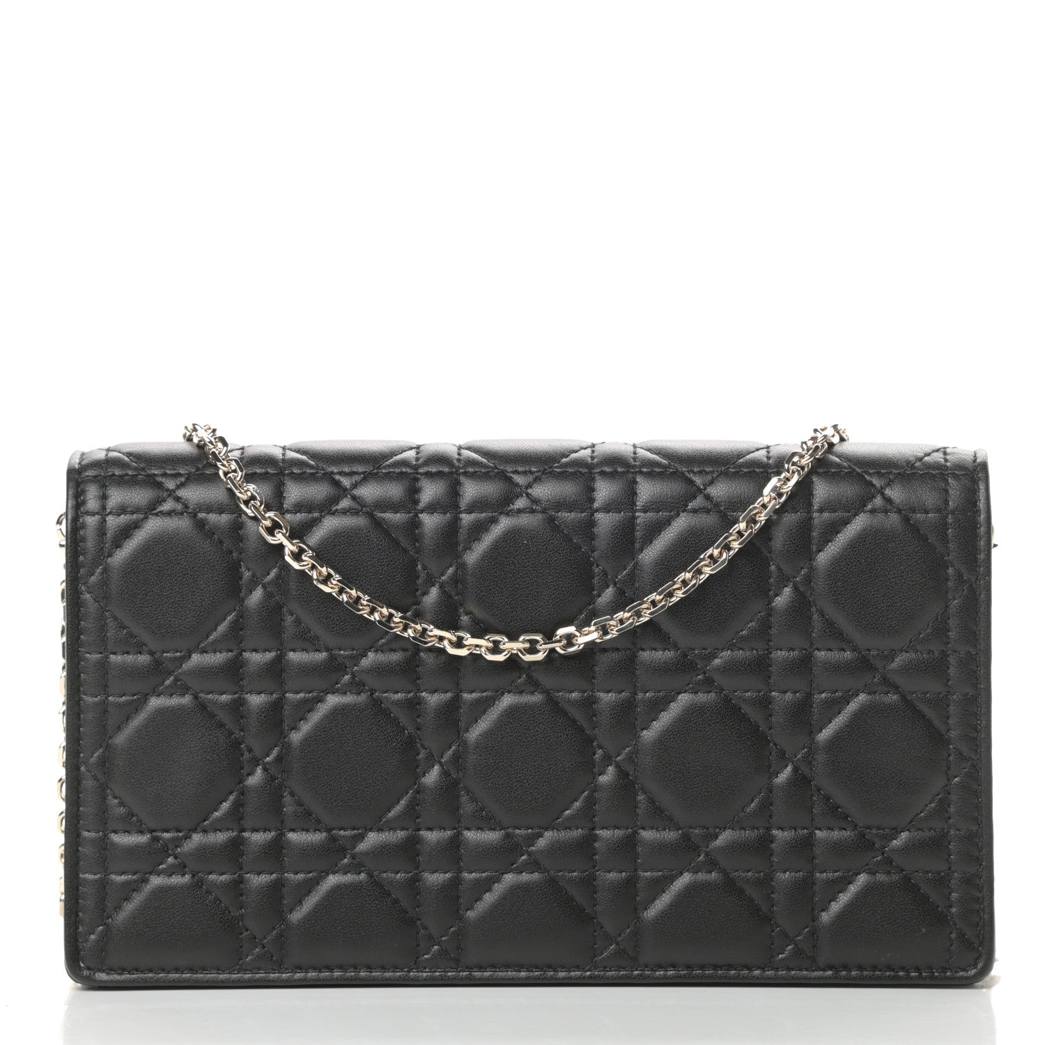 Christian Dior Lambskin Cannage Lady Dior Chain Wallet Black 3 of 13