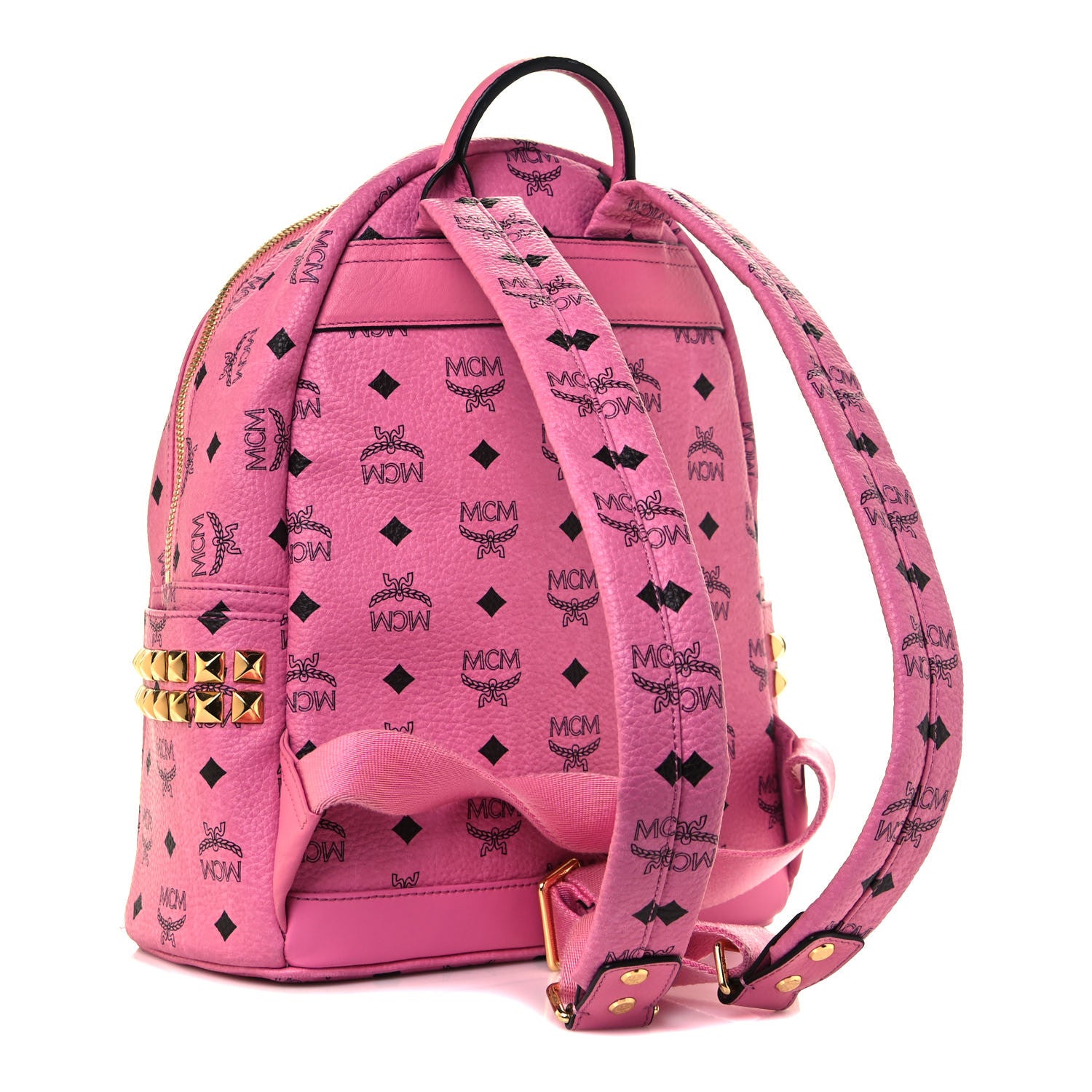 MCM Visetos Side Stud Small Stark Backpack Pink 2 of 12