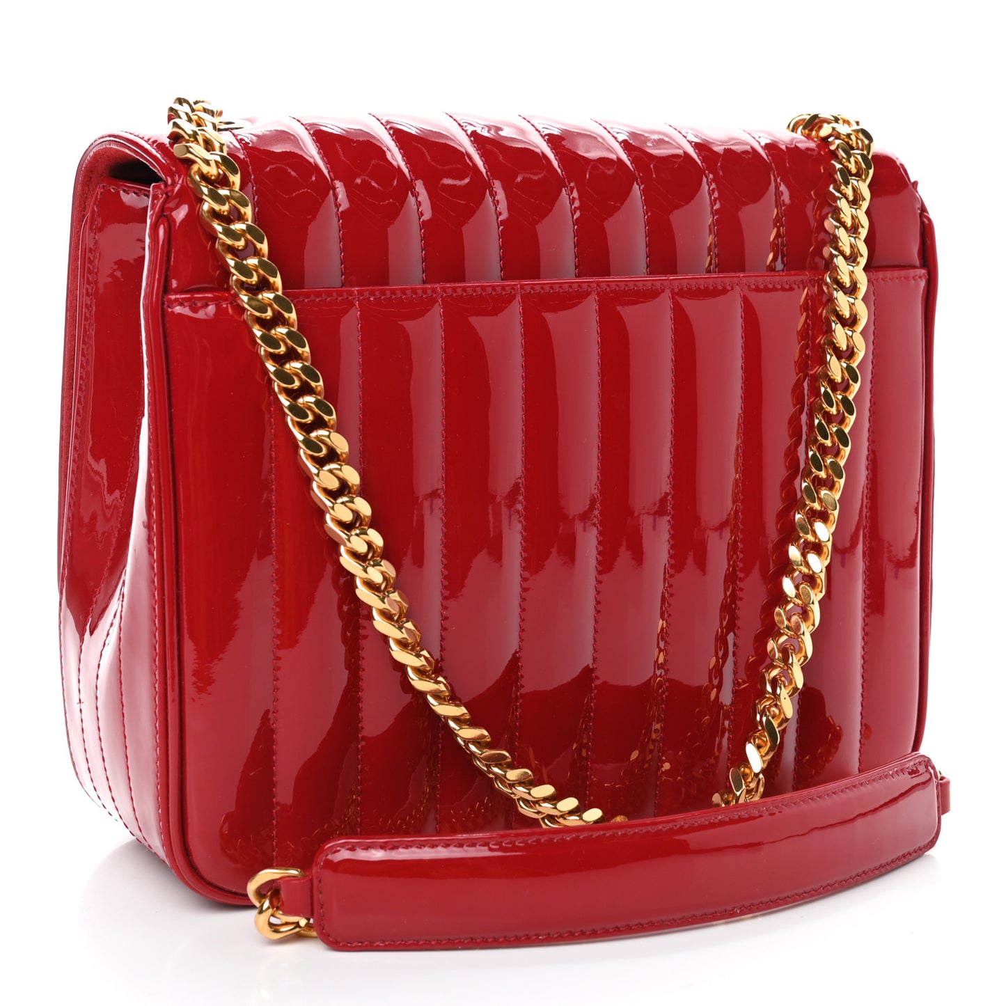 Patent Matelasse Monogram Large Vicky Chain Bag Rouge Eros