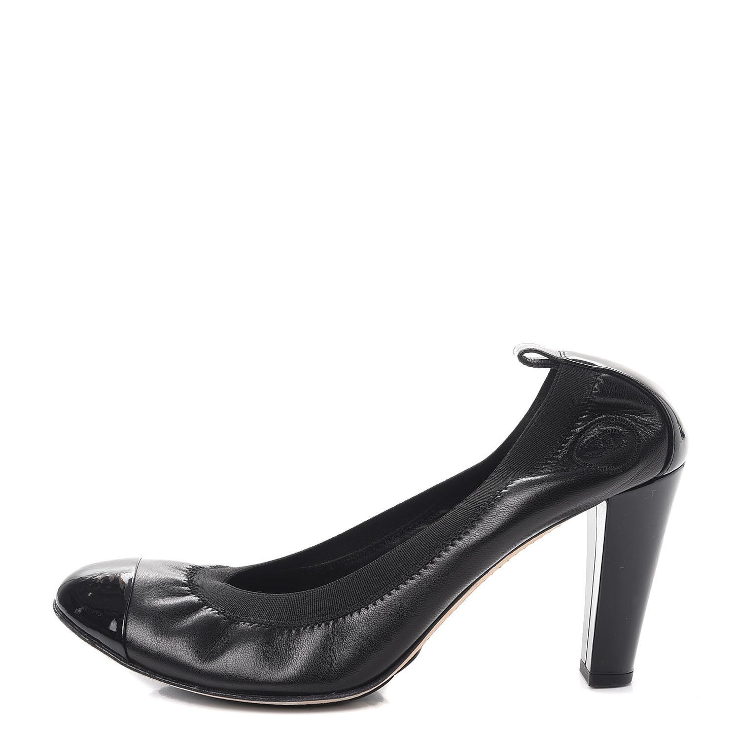Lambskin Patent Elastic Stretch CC Pumps 40 Black