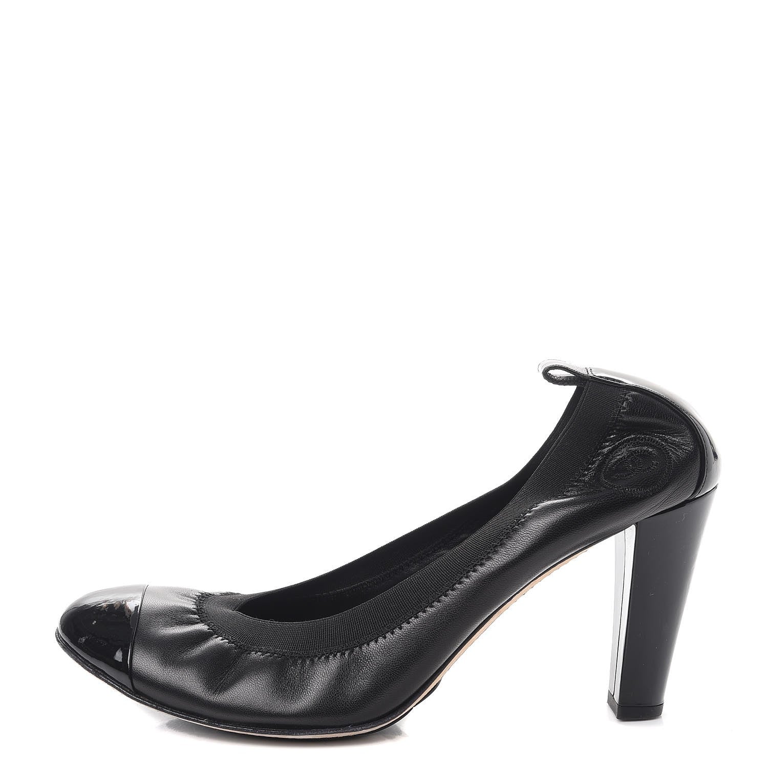 Chanel Lambskin Patent Elastic Stretch CC Pumps 40 Black 1 of 10