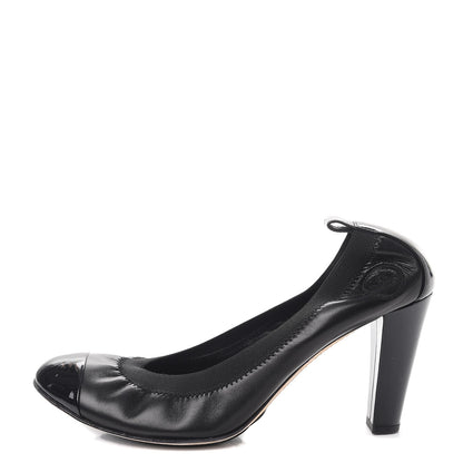 Chanel Lambskin Patent Elastic Stretch CC Pumps 40 Black 1 of 10