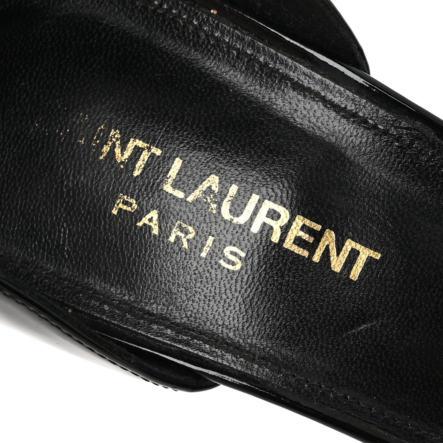 Patent Calfskin Opyum 110 Sandals 39.5 Black Gold