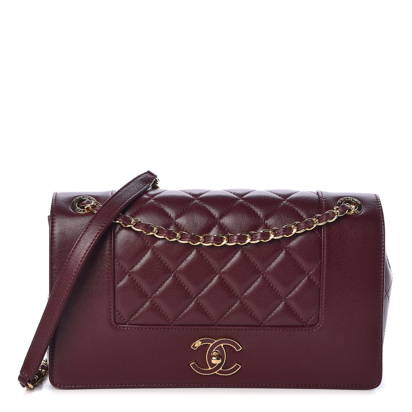 Sheepskin Quilted Vintage Mademoiselle Flap Dark Red