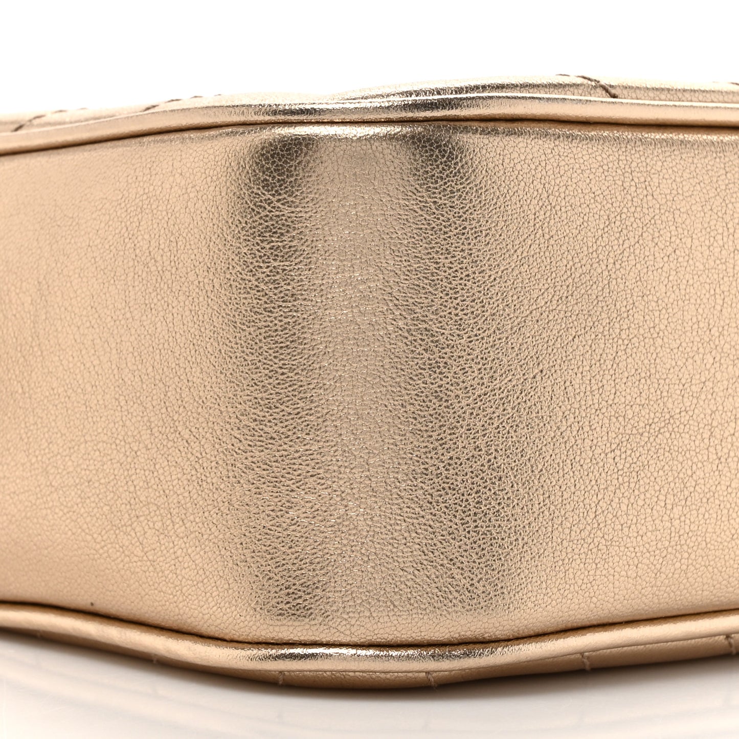 Metallic Sakai Be Green Calfskin Diagonal Stitched Small Blondie Shoulder Bag Golden Beige