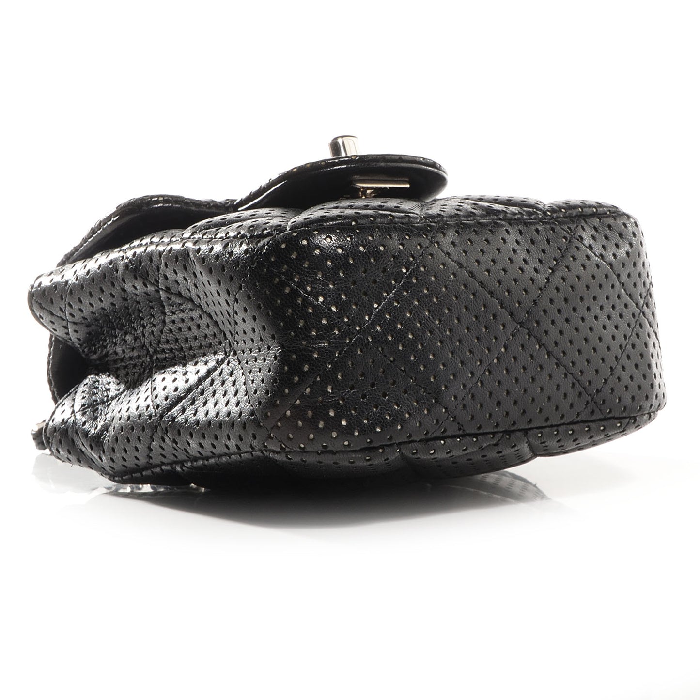 Lambskin Perforated Mini Flap Bag Black