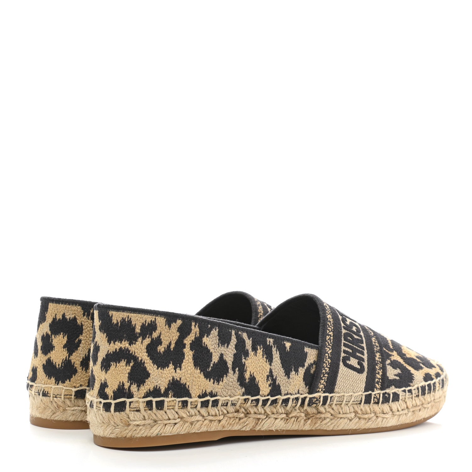 Christian Dior Cotton Embroidered Leopard Print Granville Espadrille 41 Natural 4 of 10