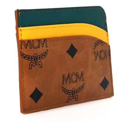 MCM Visetos Calfskin Zoo Crocodile Card Case Cognac 3 of 8
