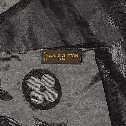 Louis Vuitton Silk Acetate Monogram St Petersbourg Stole Black Grey 5 of 7