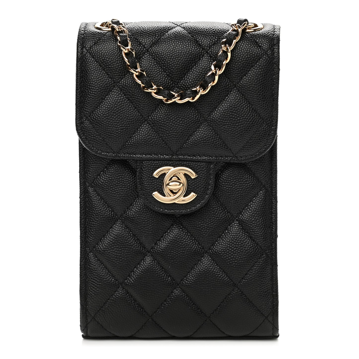 Caviar Quilted Classic Phone Holder Black