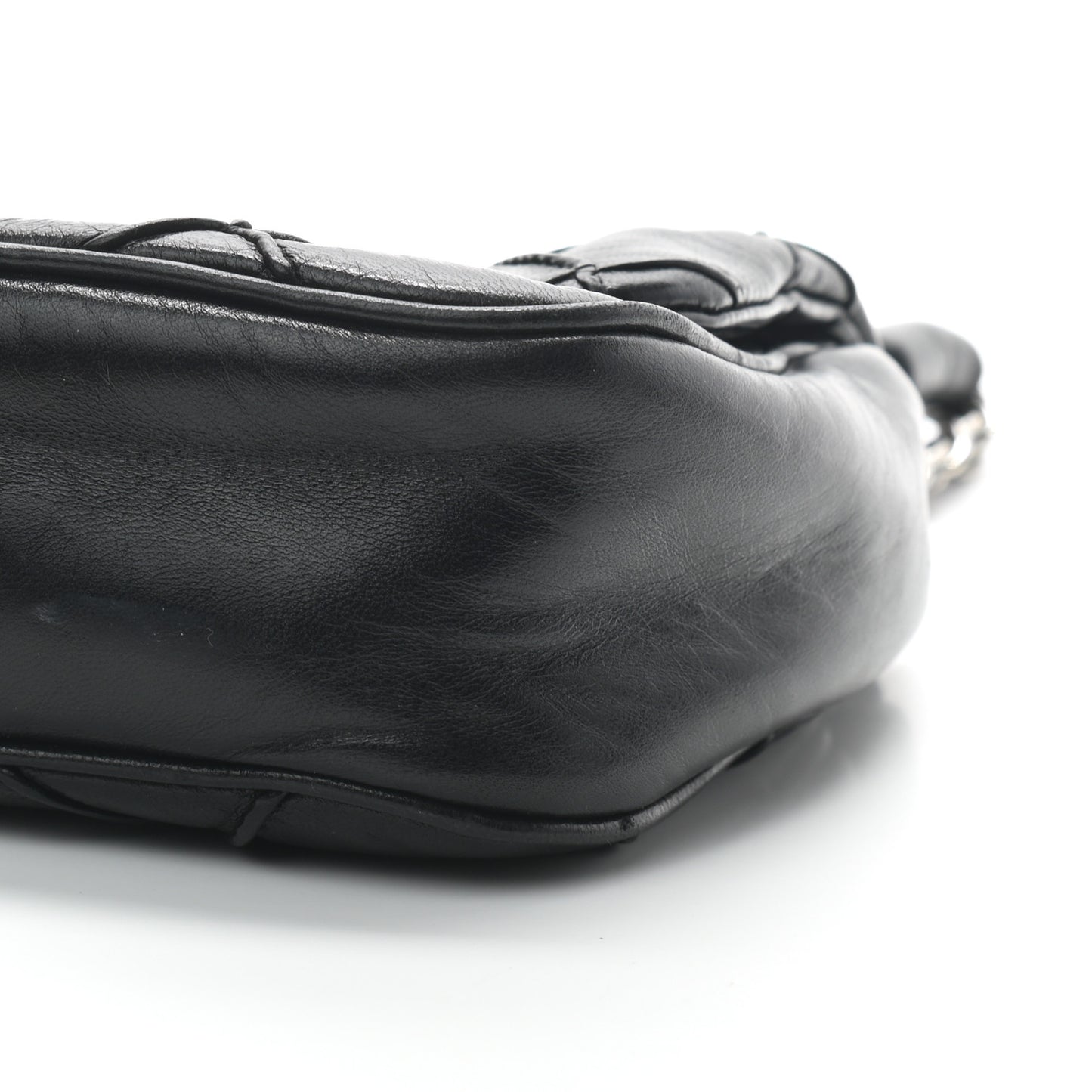 Lambskin Diamond Stitched CC Flap Shoulder Bag Black