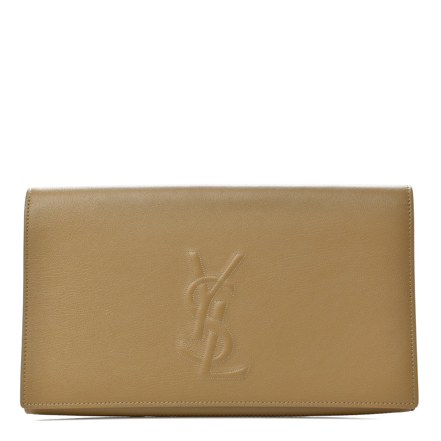 Saint Laurent Calfskin Monogram Large Belle De Jour Clutch Beige 1 of 8