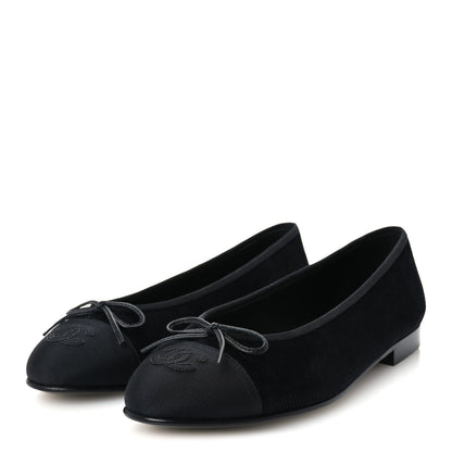 Chanel Corduroy Grosgrain CC Cap Toe Ballerina Flats 39.5 Black 4 of 10
