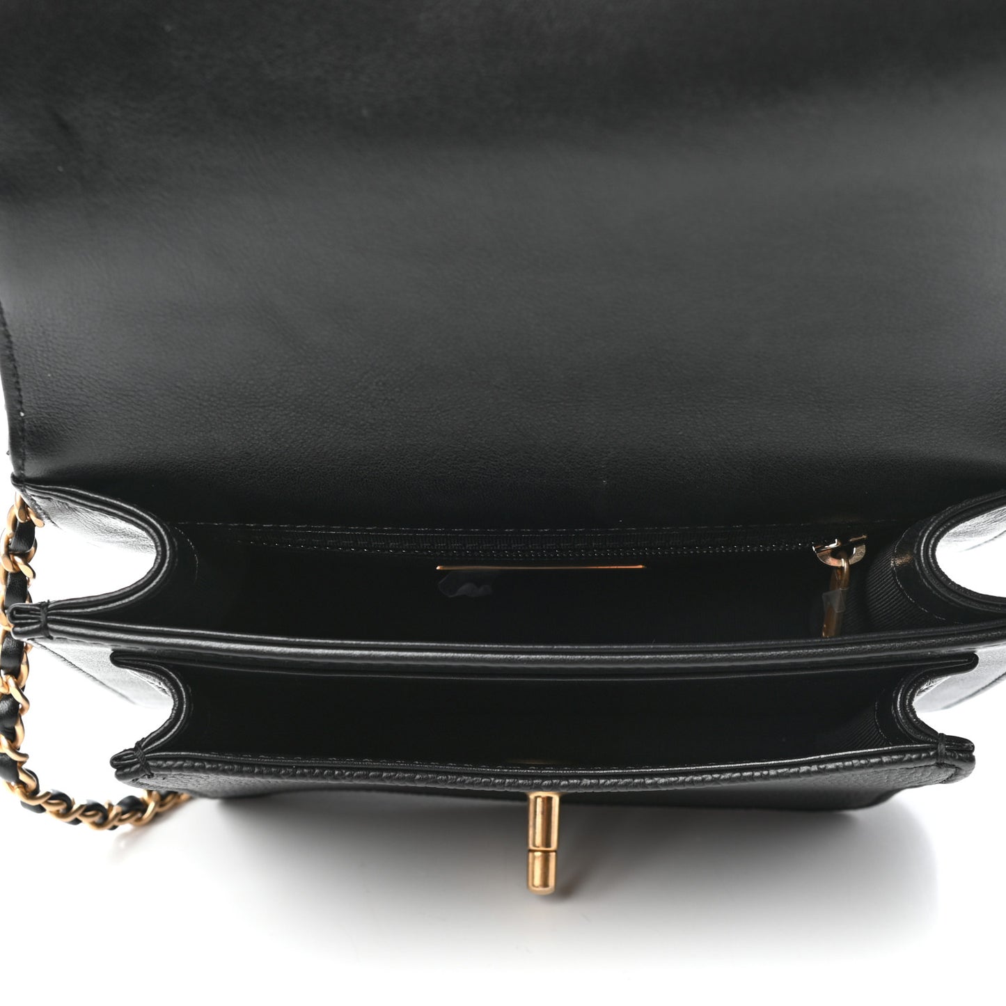 Calfskin Caviar Quilted Mini Chain Handle Flap Black
