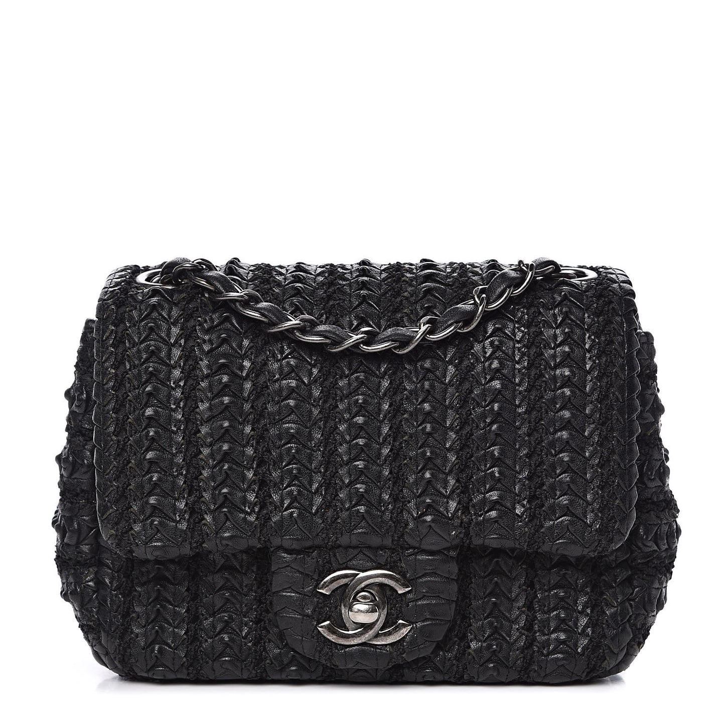 Lambskin Embroidered Mini Flap Black
