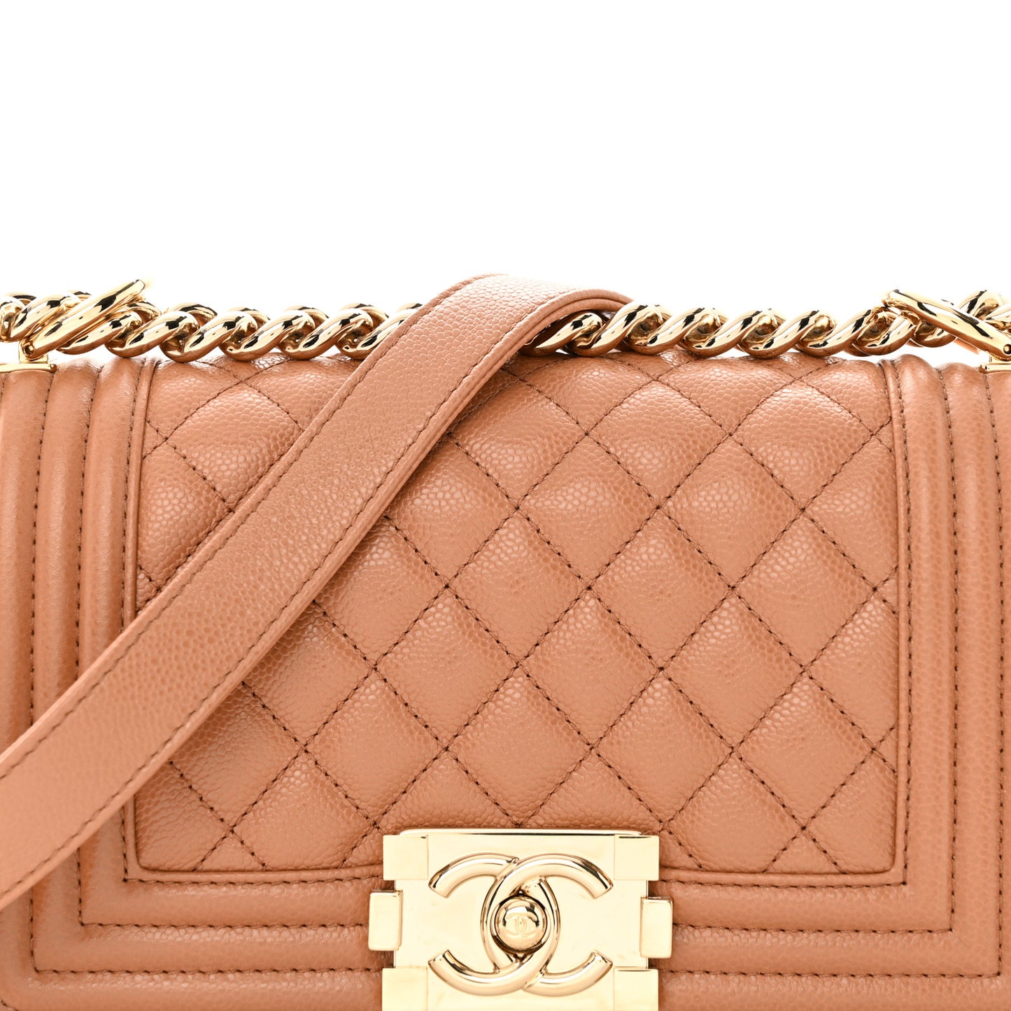 Caviar Quilted Small Boy Flap Brown