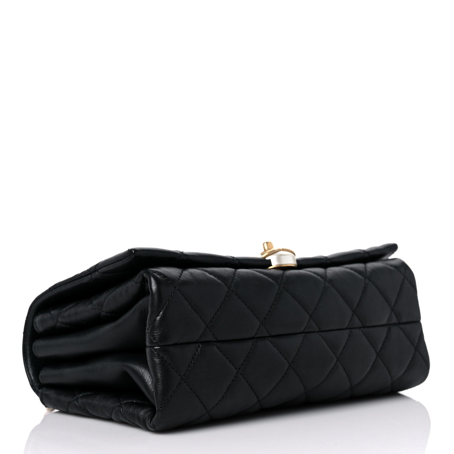 Chanel Calfskin Quilted Accordion Pearl CC Small Flap Bag Black 3 of 12