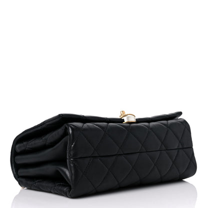 Chanel Calfskin Quilted Accordion Pearl CC Small Flap Bag Black 3 of 12