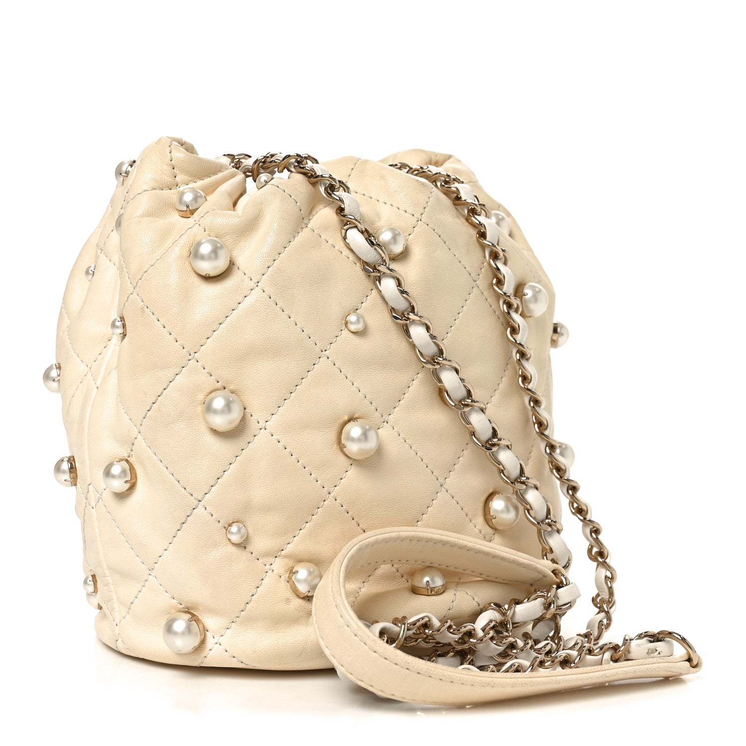 Chanel Lambskin Quilted Pearl Mini About Pearls Drawstring Bag