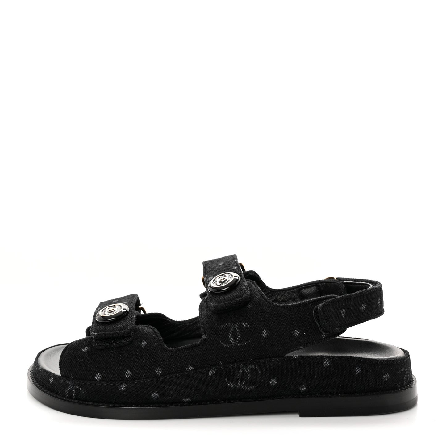 Denim Printed Dad Sandals 38.5 Black