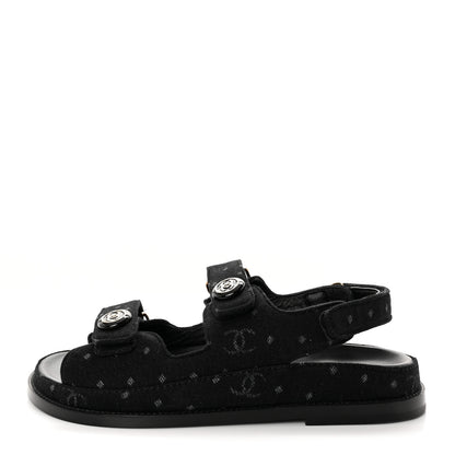 Chanel Denim Printed Dad Sandals 38.5 Black 1 of 15