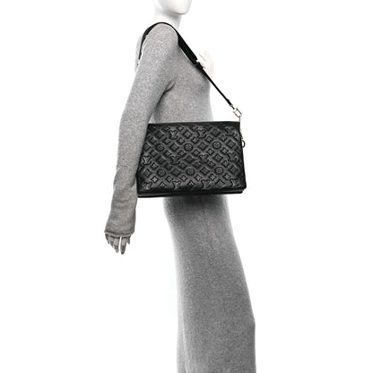 Louis Vuitton Lambskin Embossed Monogram Coussin MM Black 2 of 9