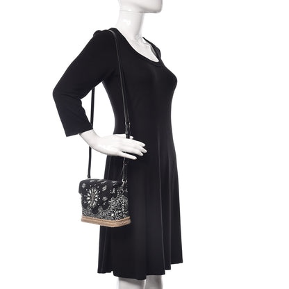 Saint Laurent Cotton Bandana Y Quilted Monogram Toy Loulou Crossbody Bag Black White 2 of 11