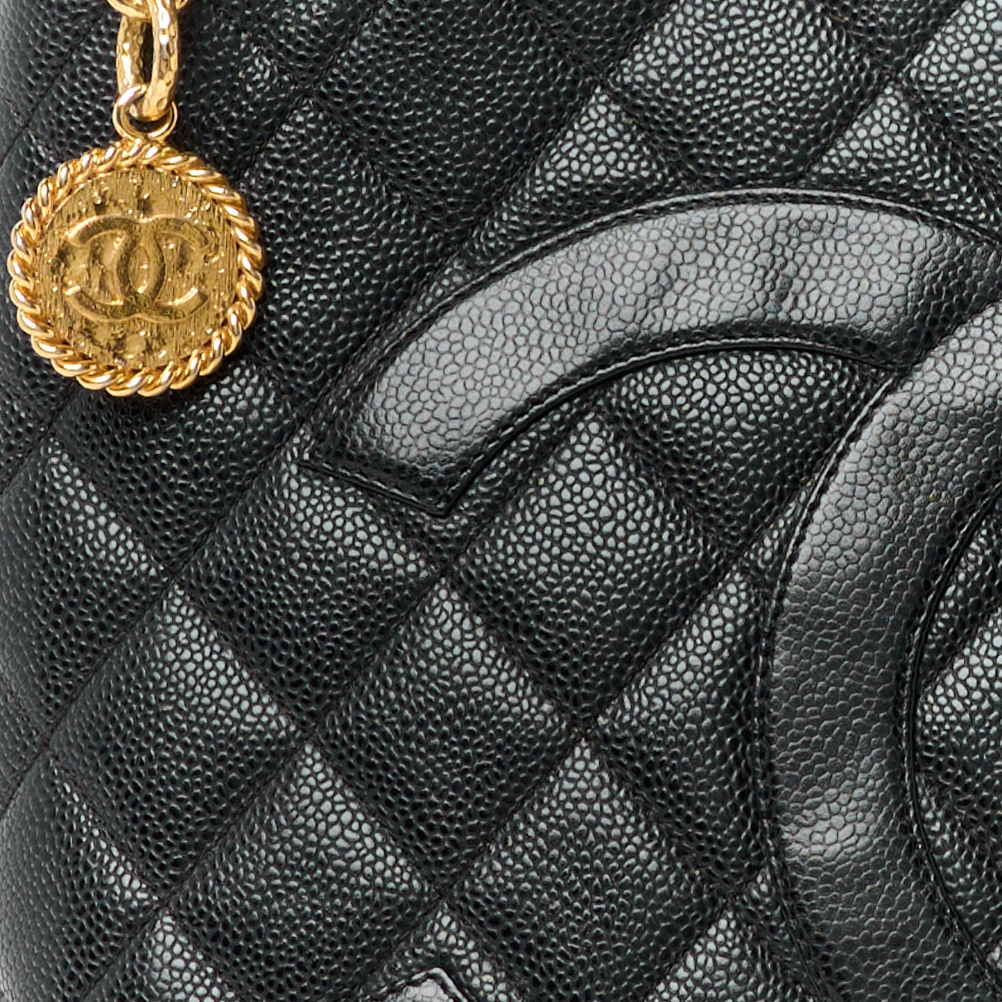 Caviar Quilted Medallion Tote Black
