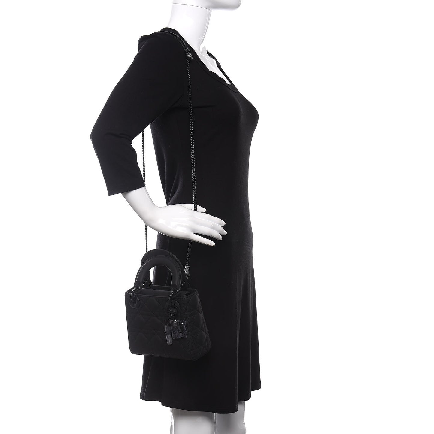 Ultra Matte Calfskin Cannage Mini Lady Dior Black