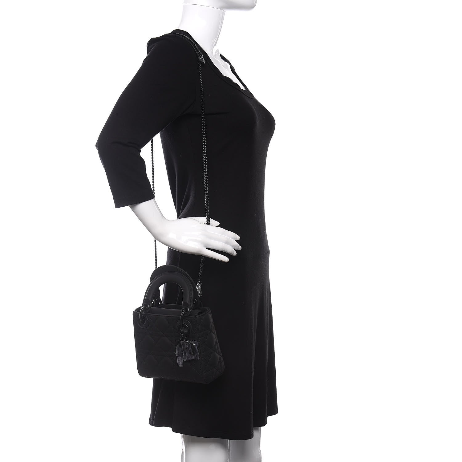 Christian Dior Ultra Matte Calfskin Cannage Mini Lady Dior Black 2 of 11
