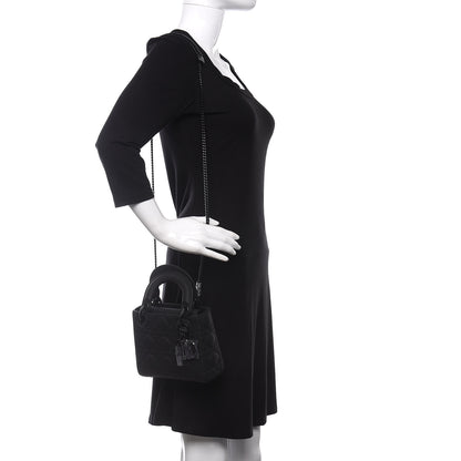 Christian Dior Ultra Matte Calfskin Cannage Mini Lady Dior Black 2 of 11