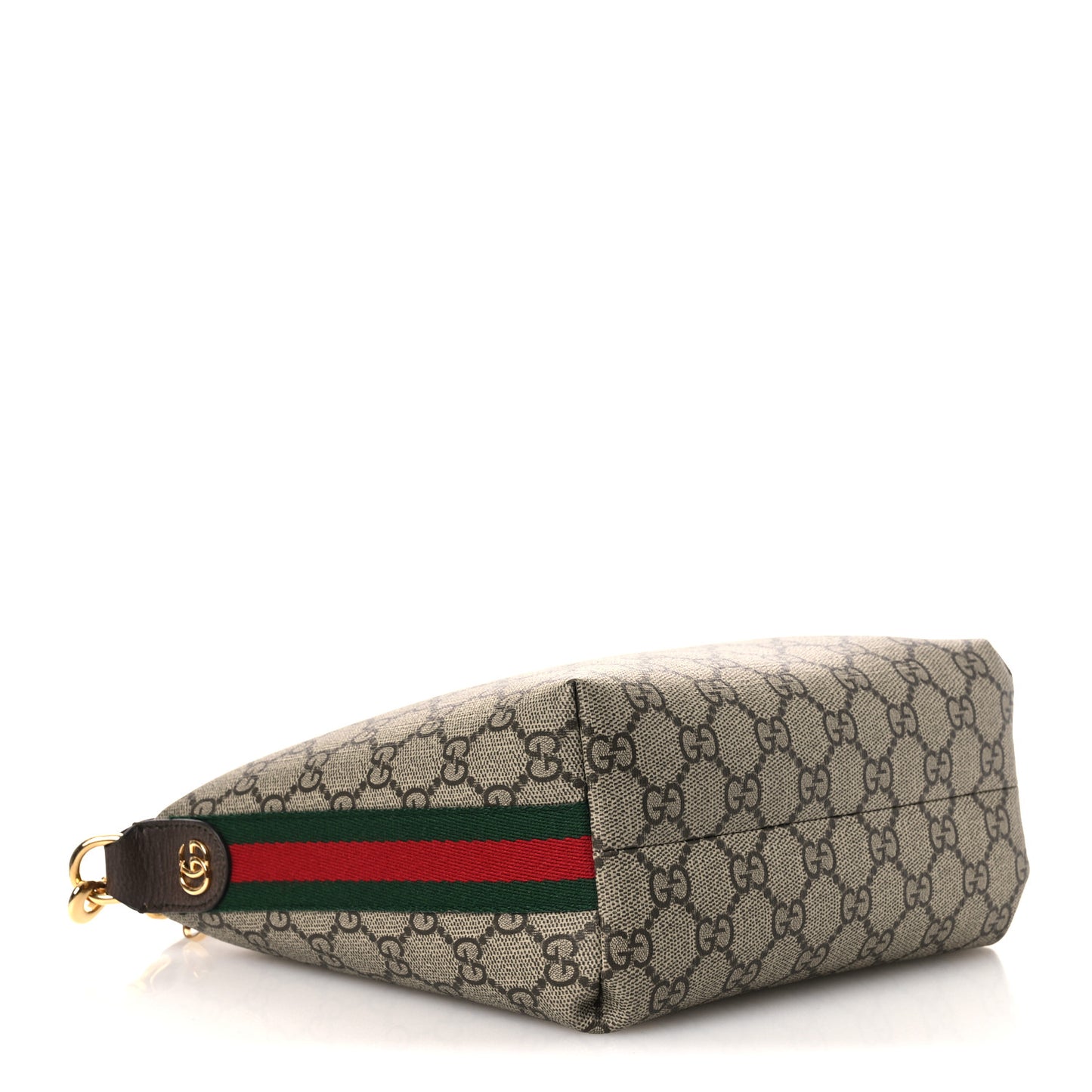 GG Supreme Monogram Textured Calfskin Web Super Mini Ophidia Shoulder Bag Beige Ebony New Acero