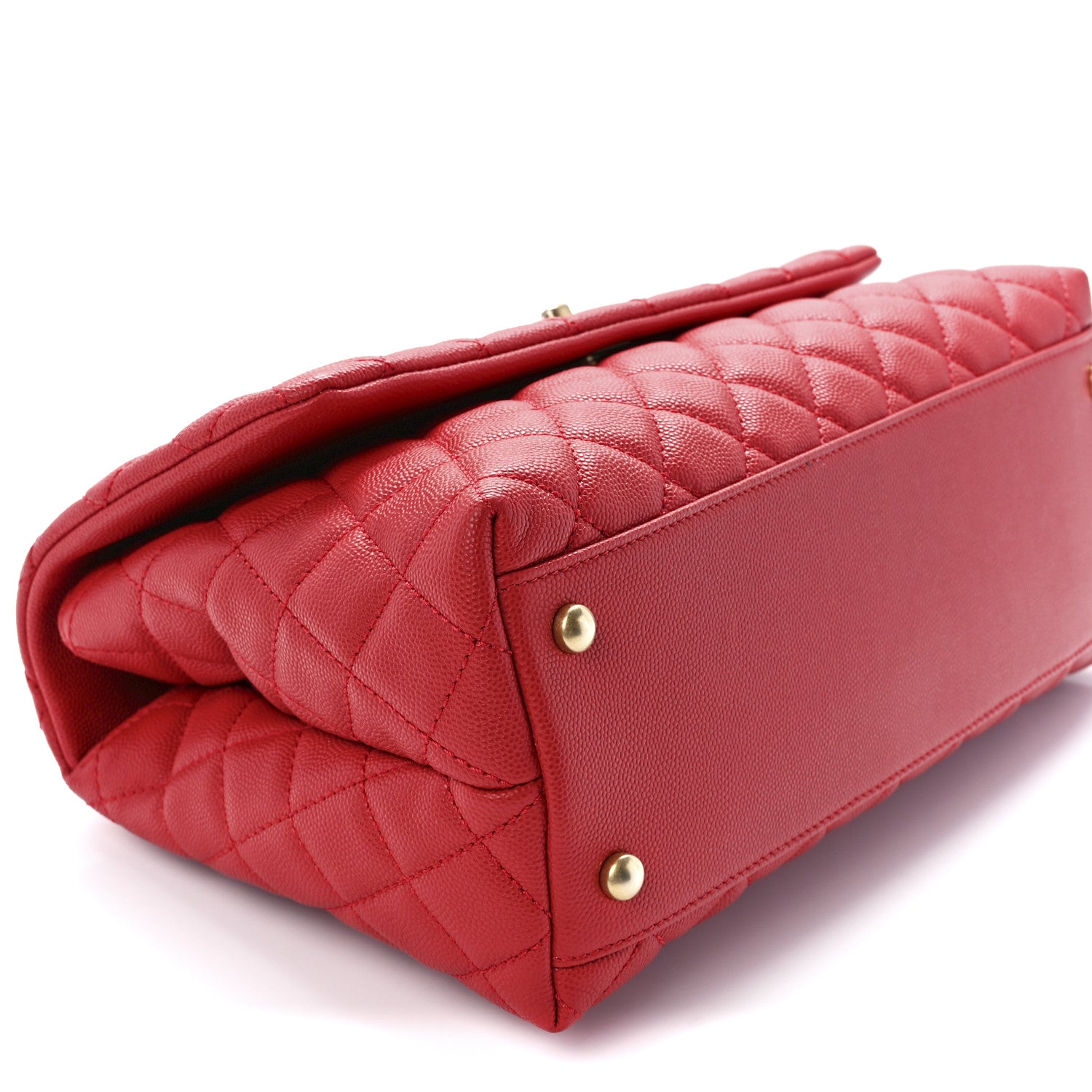 Chanel Caviar Quilted Small Coco Handle Flap Red 11 of 12