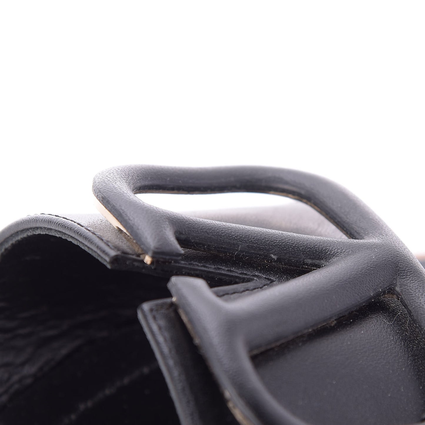 Calfskin Vlogo Flat Slide Sandals 38.5 Black
