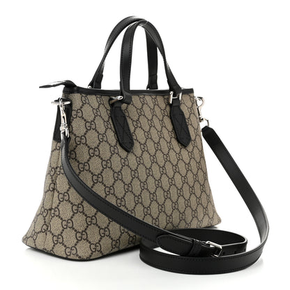 Gucci GG Supreme Monogram Small Zippered Tote Dark Brown 3 of 10
