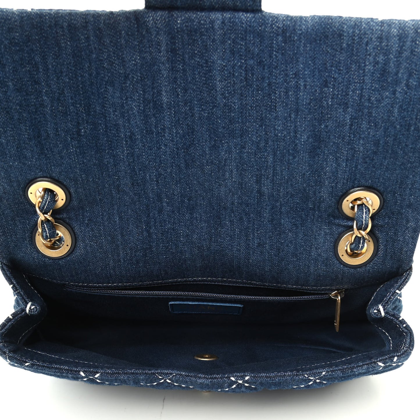 Denim Quilted Medium Denim Trip Single Flap Blue
